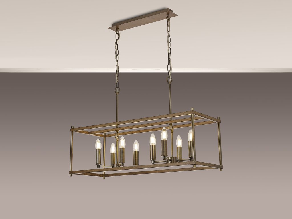 Kitchen Island Pendant Light | 8 Light Wooden Pendant