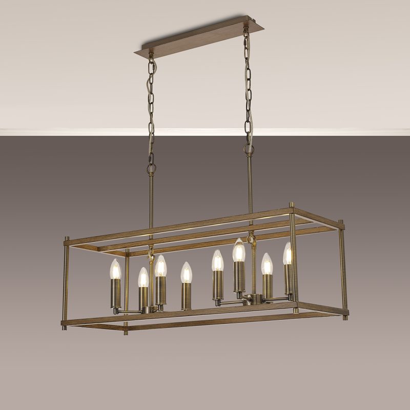 Kitchen Island Pendant Light | 8 Light Wooden Pendant