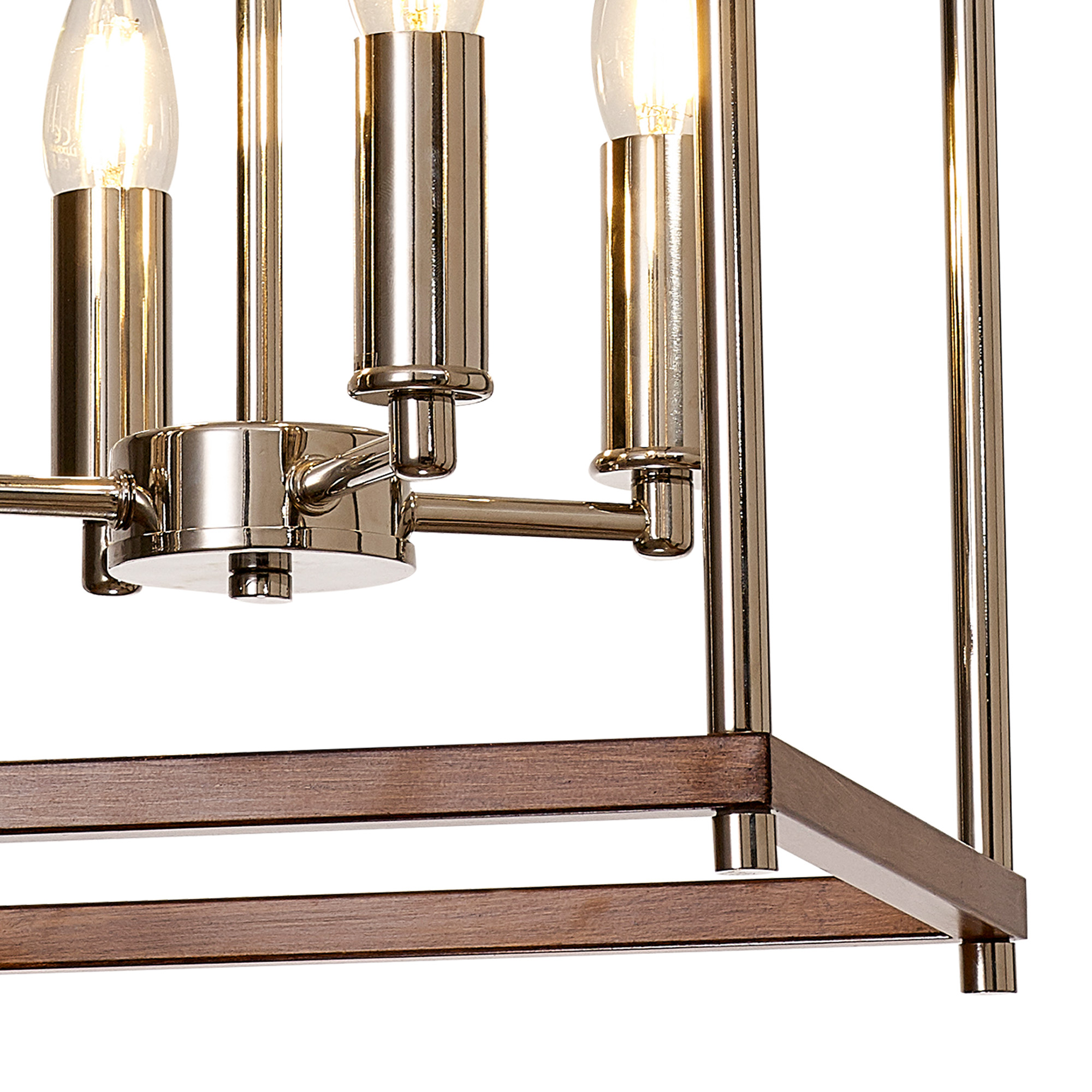 4002857 Ana 4 Light Lantern Brushed Nickel and Walnut - Image 5