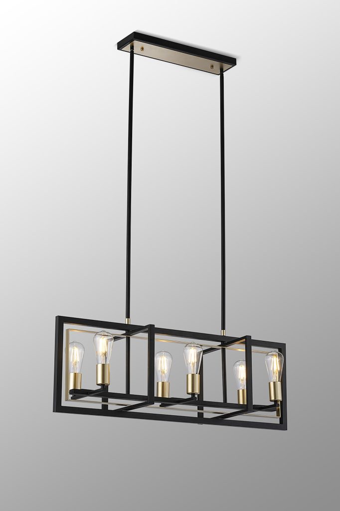 Kitchen Island Pendant Light | Satin Black Gold Pendant