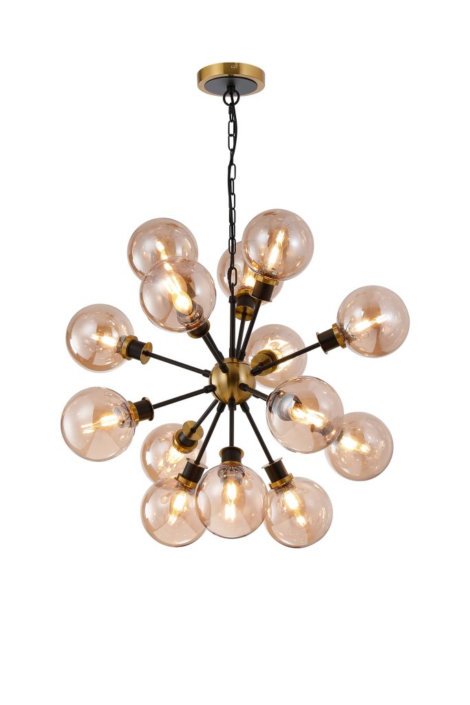 Ceiling Pendant Light 14 Lamps Brass or Matt Black Dimmable