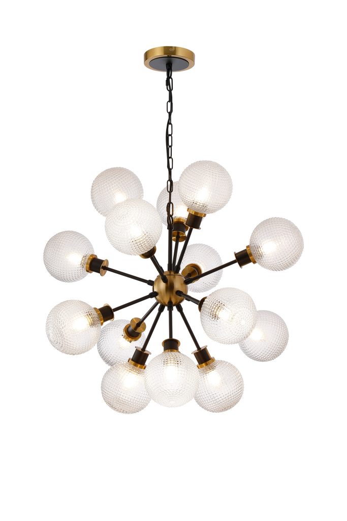 Seeta 14 Light Ceiling Pendant Brass and Matt Black