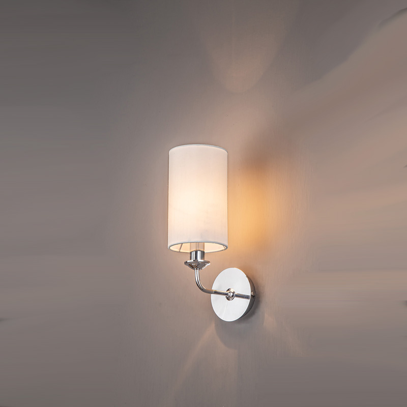Single Wall Light Polished Chrome With White Shade