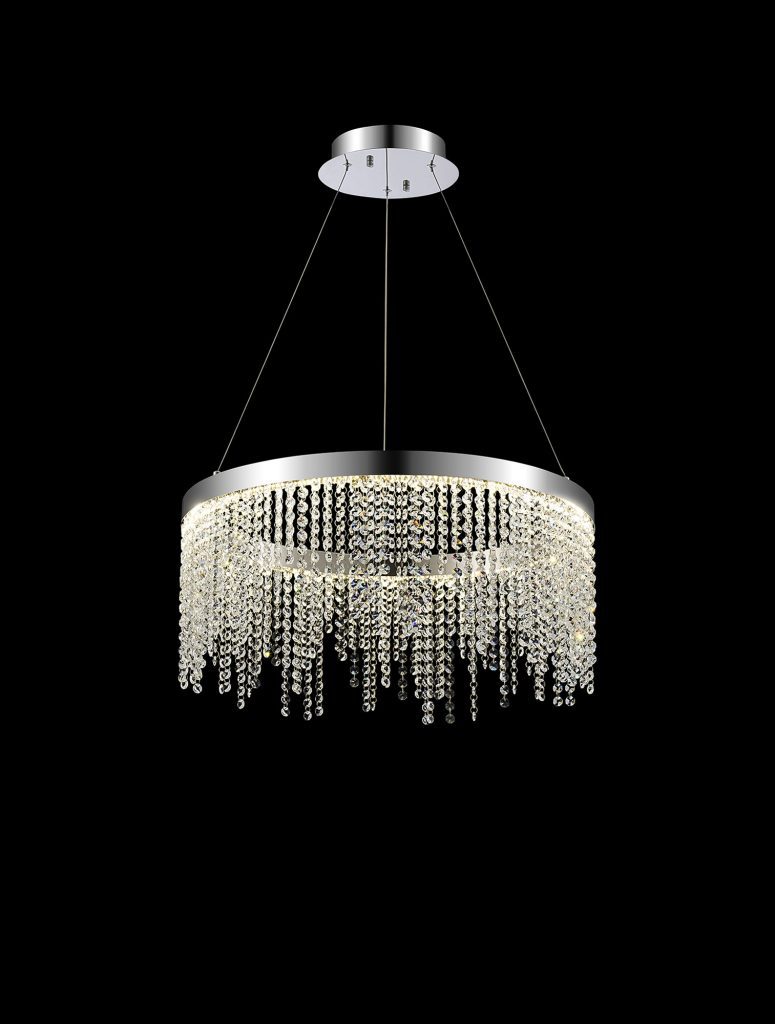 Kitchen Island Pendant Light | Round LED Crystal Pendant