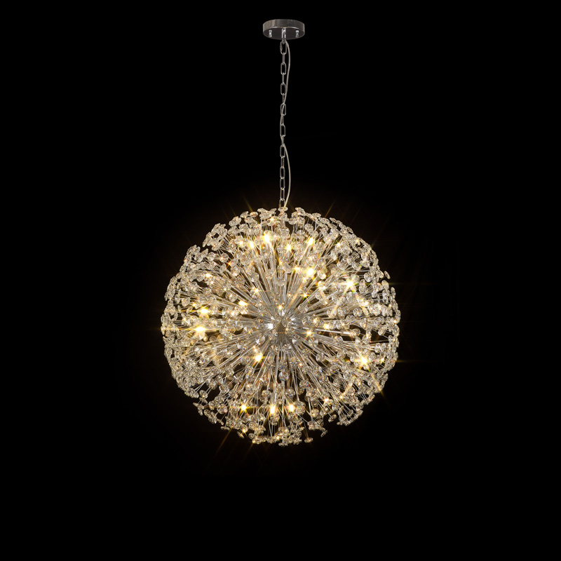 80cm Belle Crystal Sphere Pendant Chrome