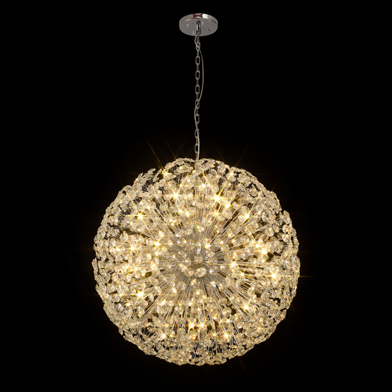 100cm Belle Crystal Sphere Pendant Chrome