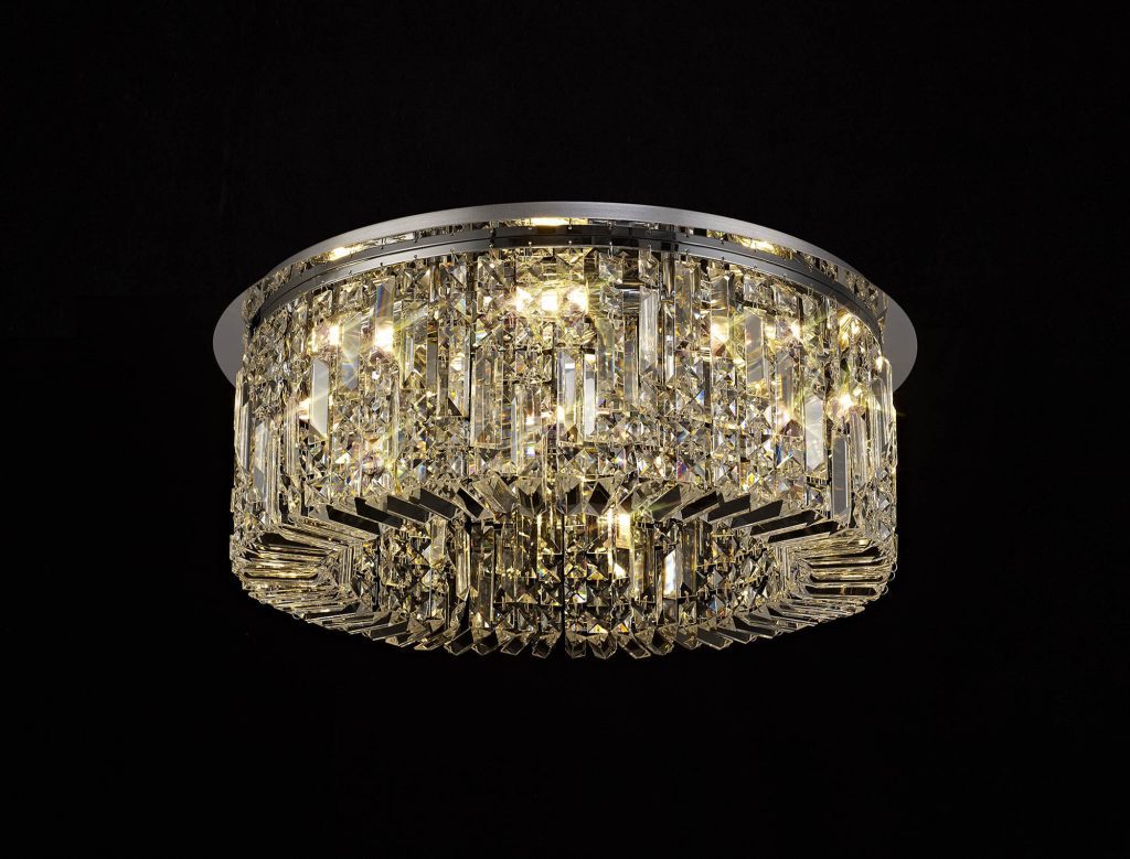 Flush Crystal Chandelier | Large Crystal Flush Light