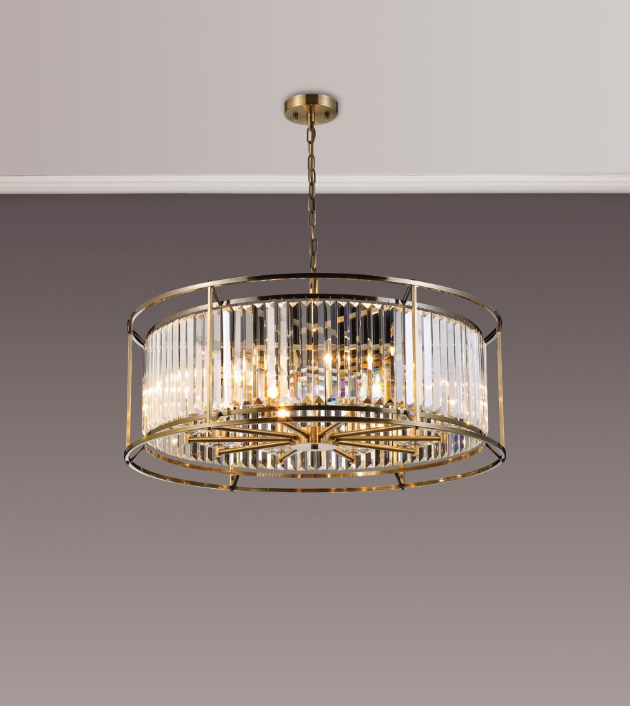 Crystal Pendant | 80cm Crystal Pendant Brass