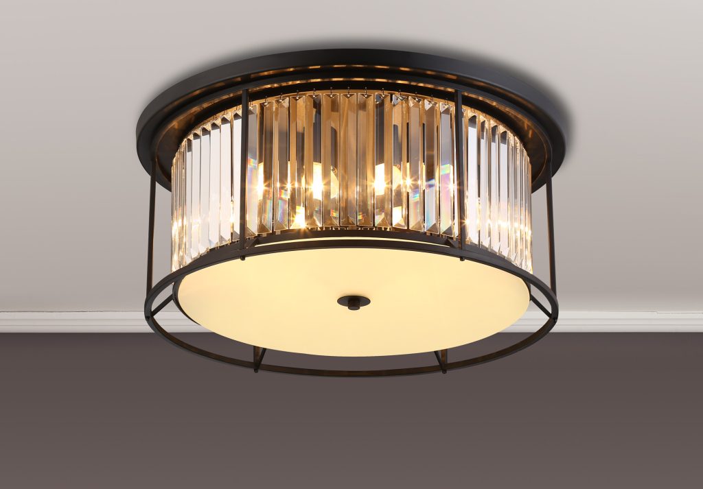 Flush Crystal Ceiling Light | Large Flush Crystal Satin Black