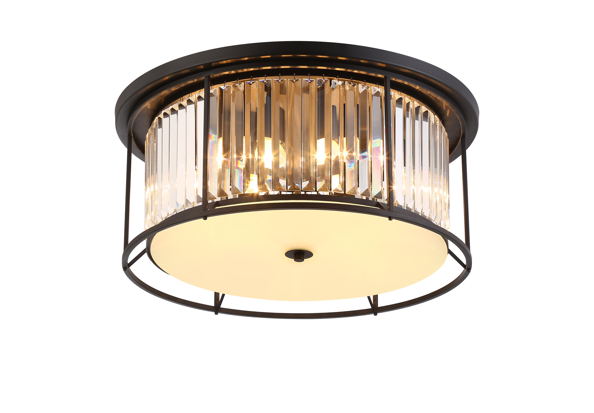 4007910 Charles 65cm Flush Crystal Ceiling Light Satin Black - Image 4