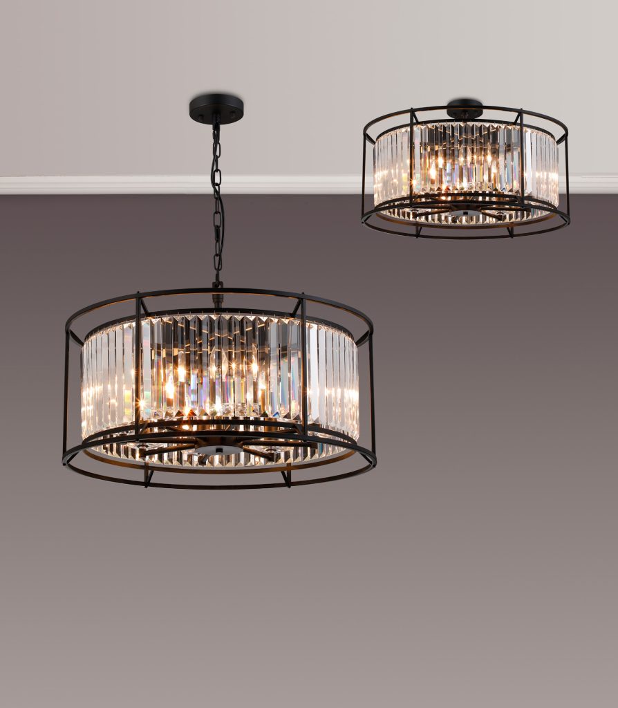 Modern Crystal Pendant | Large Satin Black Crystal Pendant