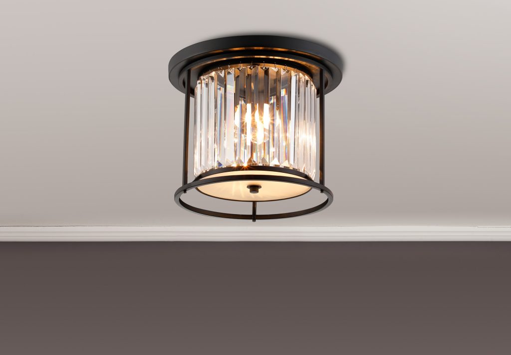Flush Mounted Crystal Light | Flush Chandelier Satin Black