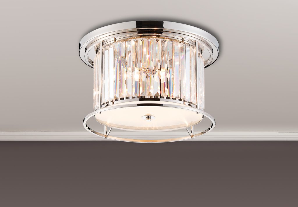 Flush Crystal Ceiling Light | Flush Crystal Light Polished Nickel