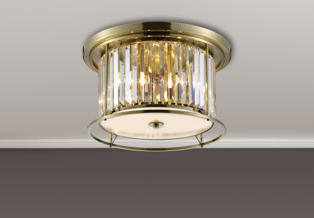 Flush Crystal Ceiling Light | Brass Flush Crystal Light 