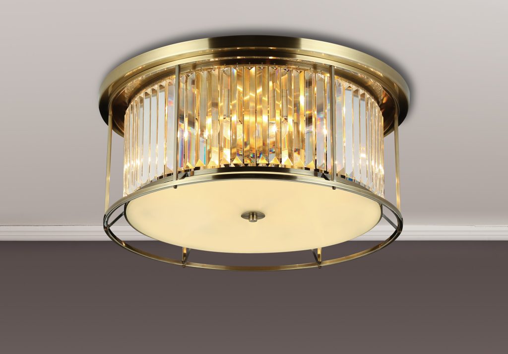 Flush Crystal Ceiling Light | Flush Crystal Ceiling Brass