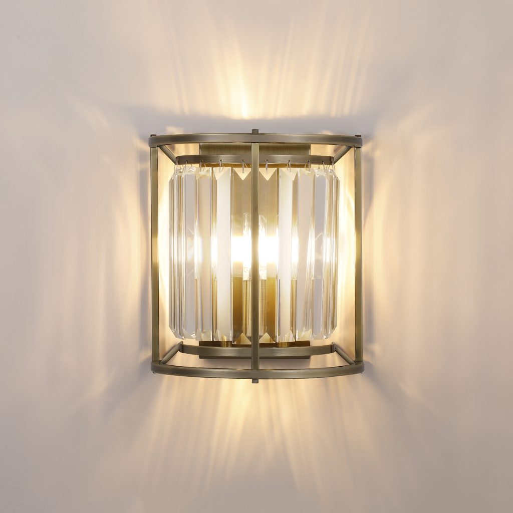 Crystal Wall Lights | Crystal Wall Light Antique Brass