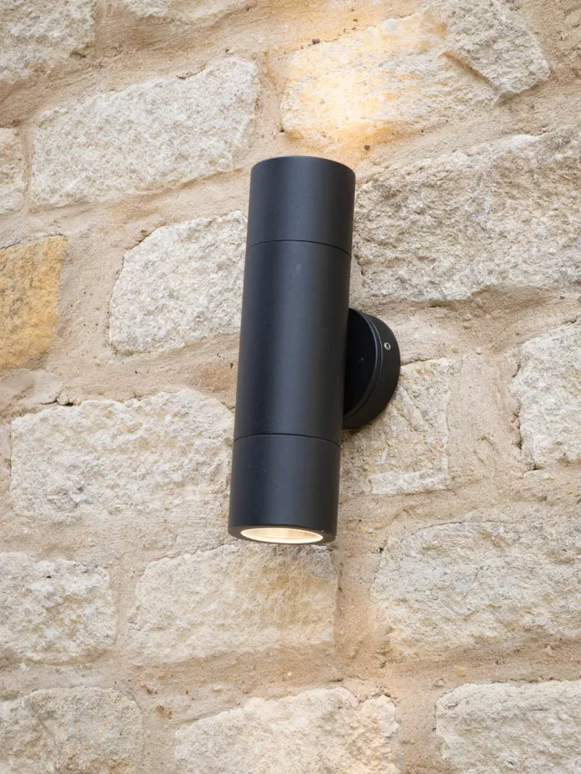 Modern Outdoor Wall Lights | Black Up/Down Wall Light