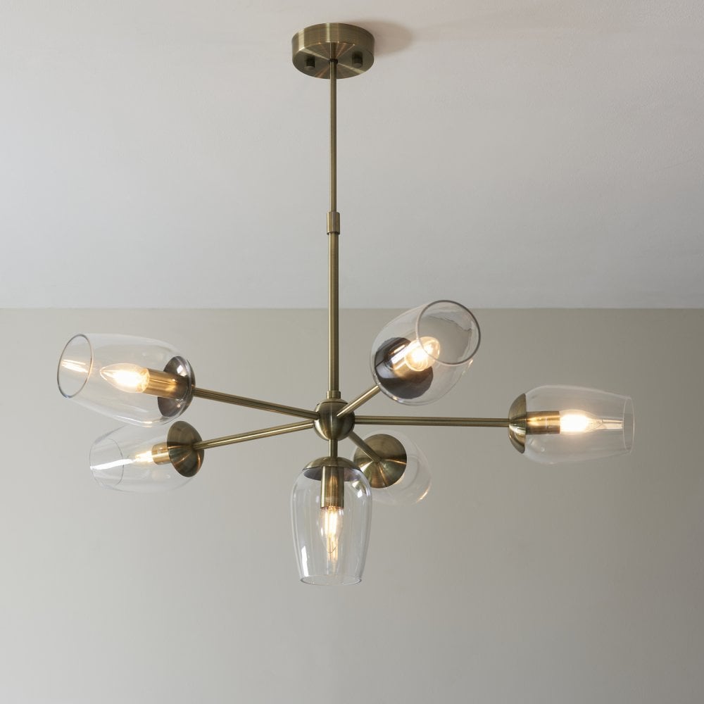 Brass Ceiling Pendant | 6Lt Adjustable Ceiling Pendant