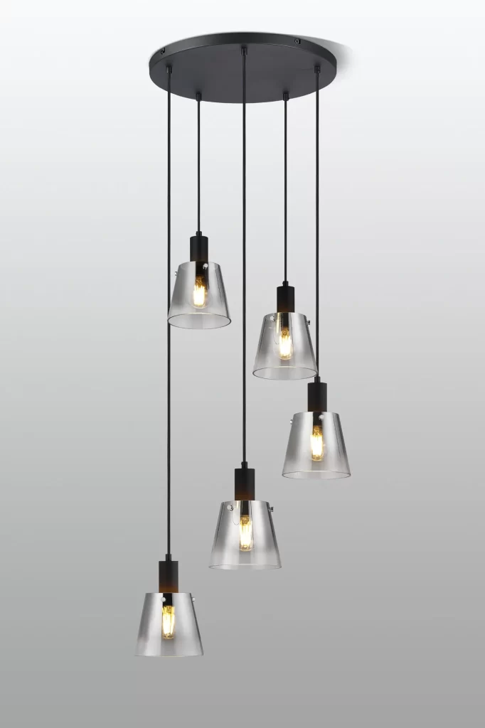 5 Light Black Spiral Pendant | Stairwell Spiral Lights