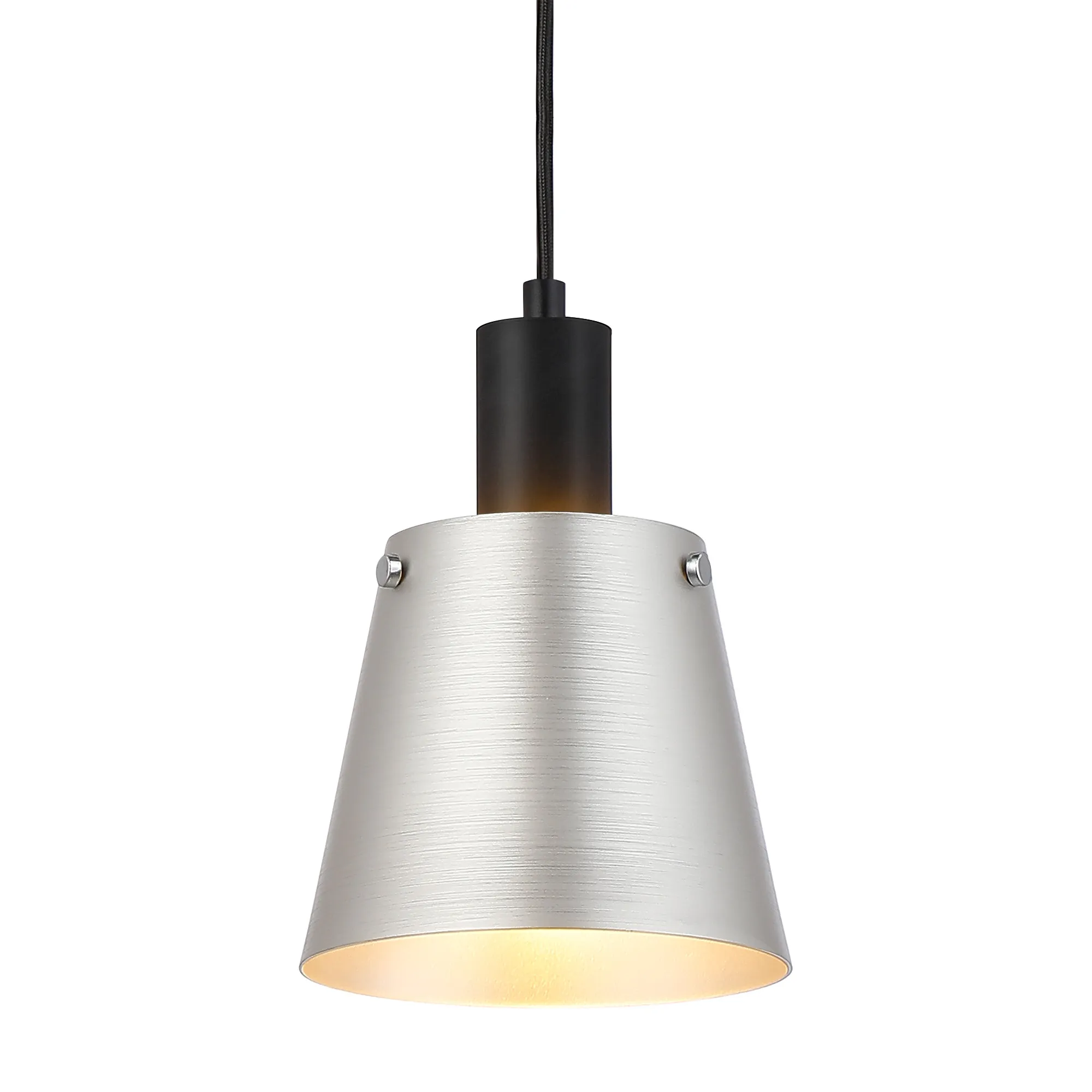 Eton 5008272 1 Light Small Pendant Matt Black & Silver Metal Shade - Image 4