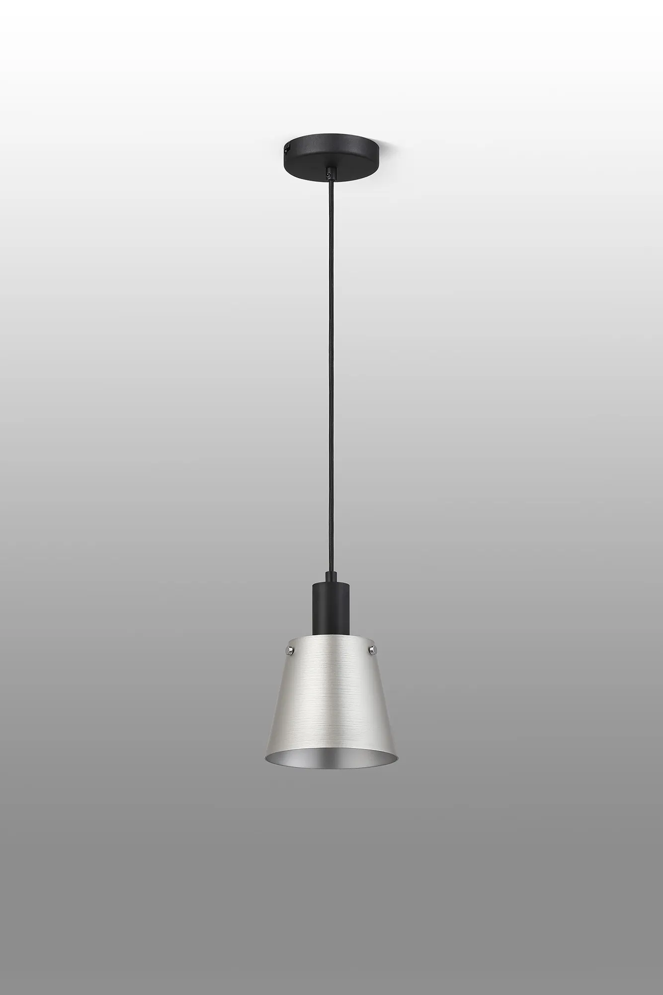 Eton 5008272 1 Light Small Pendant Matt Black & Silver Metal Shade - Image 5