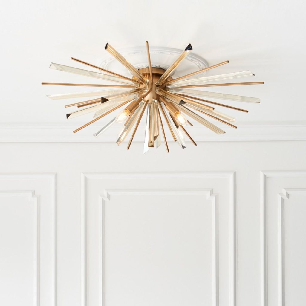 Large Helix Brass Flush Light | Flush Ceiling Lights