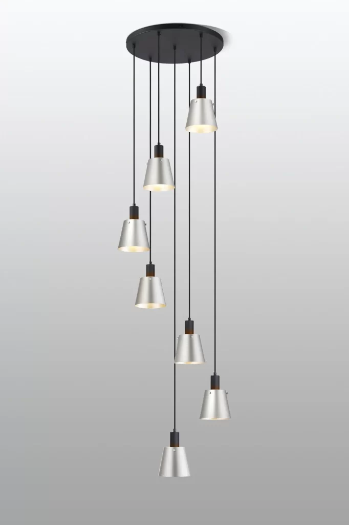 Modern 7lt Spiral Pendant | Stairwell Spiral Lights