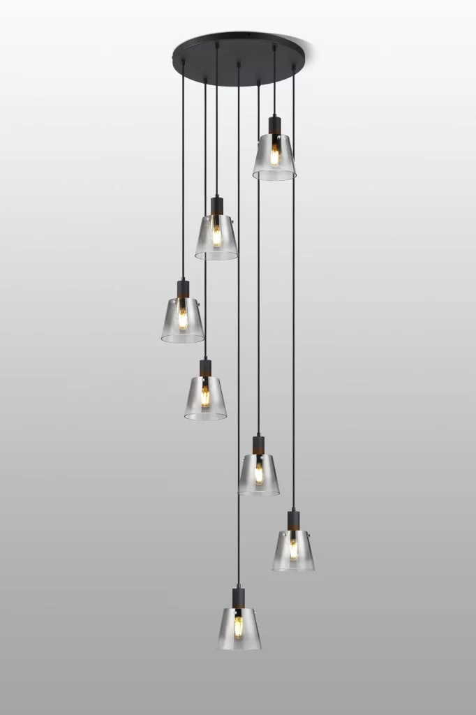 7 Light Black Spiral Pendant | Stairwell Spiral Lights