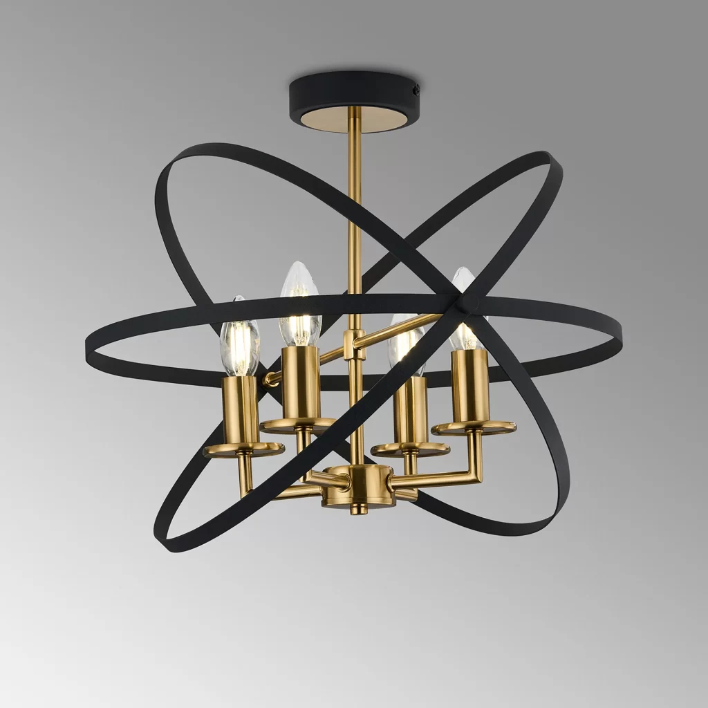 Black Semi Flush Light | Black & Gold Ceiling Lights