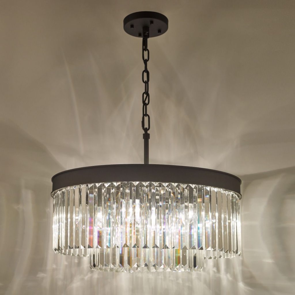 6 Light Chandelier Anthracite & Crystal | Modern Chandeliers