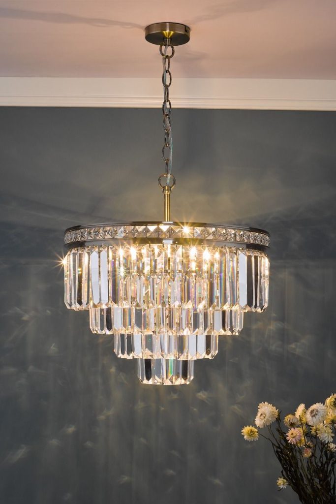4 Light Pendant Antique Brass | Crystal Pendant Light