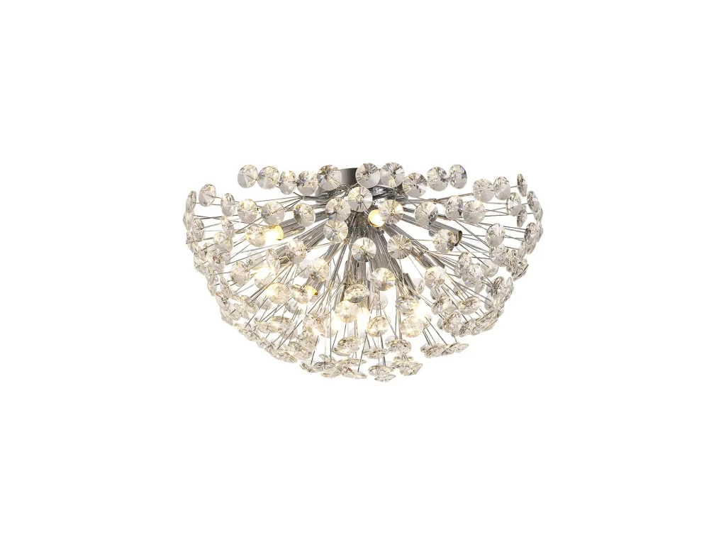 Belle 50cm Flush Chrome | Large crystal ceiling lights