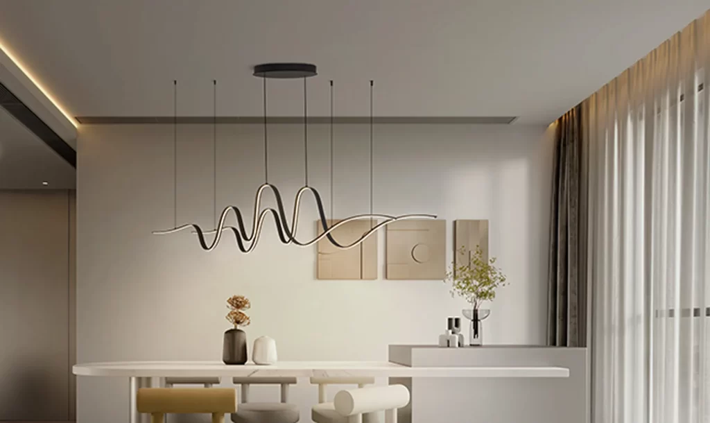 Large Wave Grey LED Pendant | Modern LED Pendant