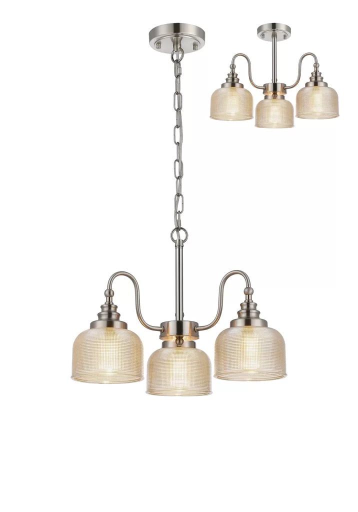 3lt Semi Flush Satin Nickel | Traditional Pendant Light